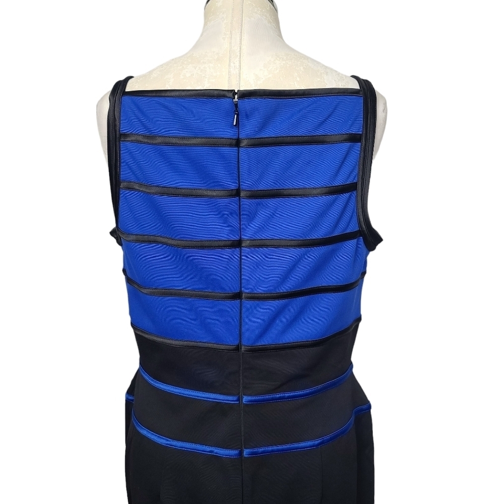 NWT White House Black Market Sapphire & Black Square Neck Back Zip Dress 12 - Picture 5 of 9